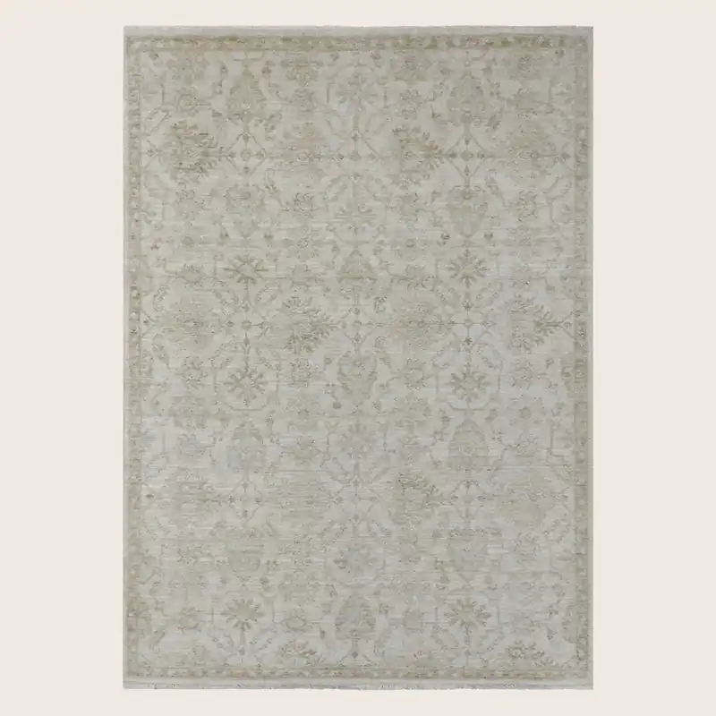 Ivory Antique Revival Wool Silk Blend Rug - 6' x 9'