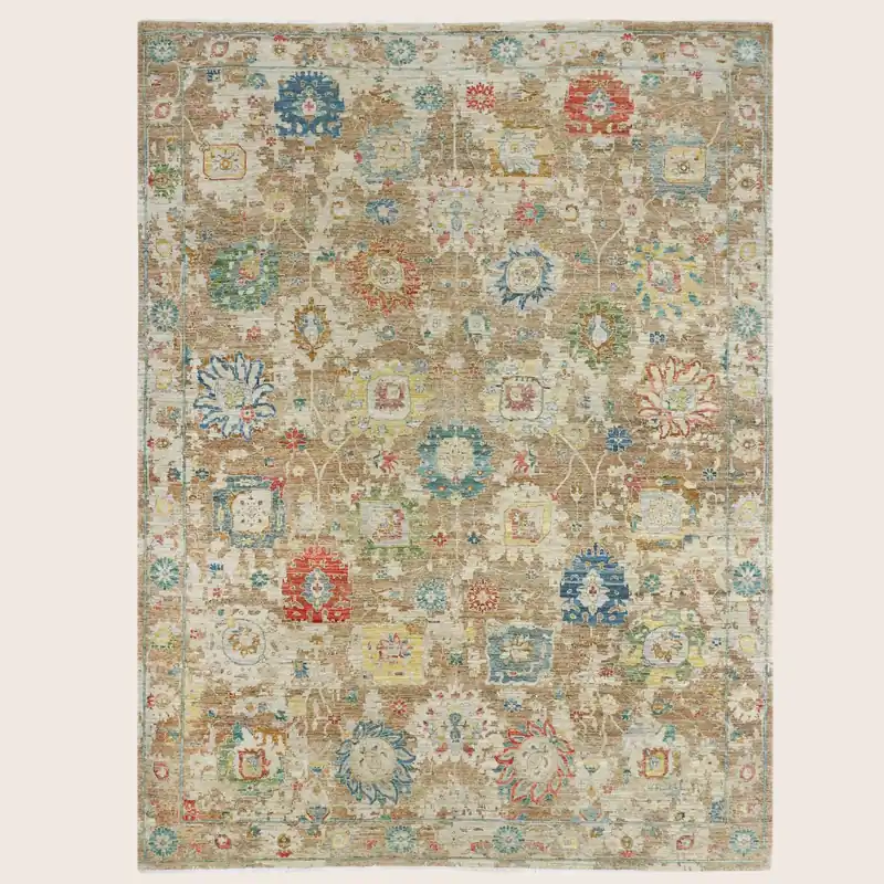 Brown Antique Revival Wool Rug - 9' x 12'
