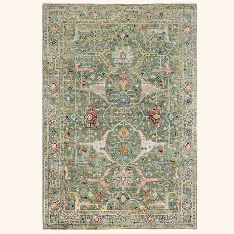 Green Antique Revival Wool Rug - Rupesh Kumar & Sons