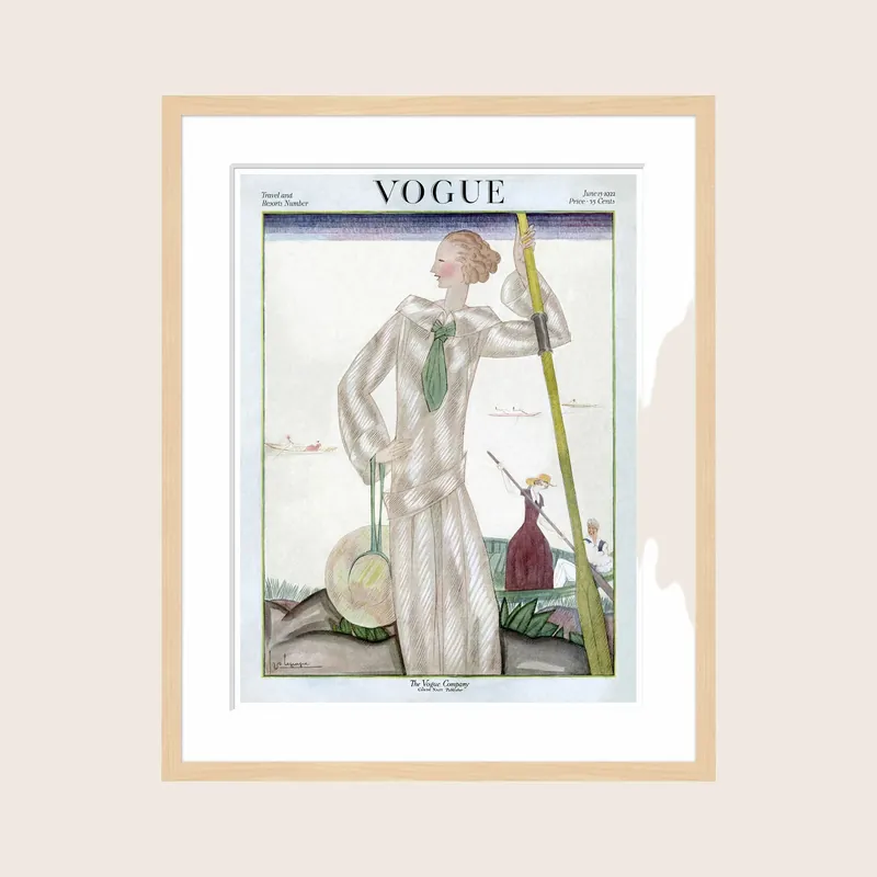 Vintage Vogue Cover, "A Woman with a Paddle", Georges Lepape - Soicher Marin