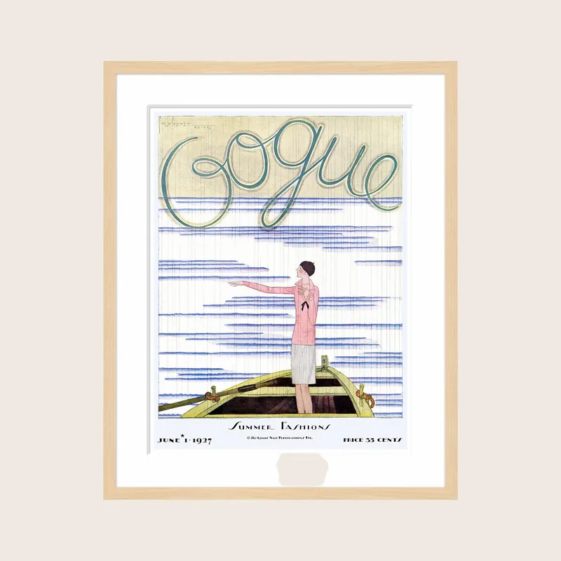 Vintage Vogue Cover, "Woman in a Rowboat", Georges Lepape - Soicher Marin