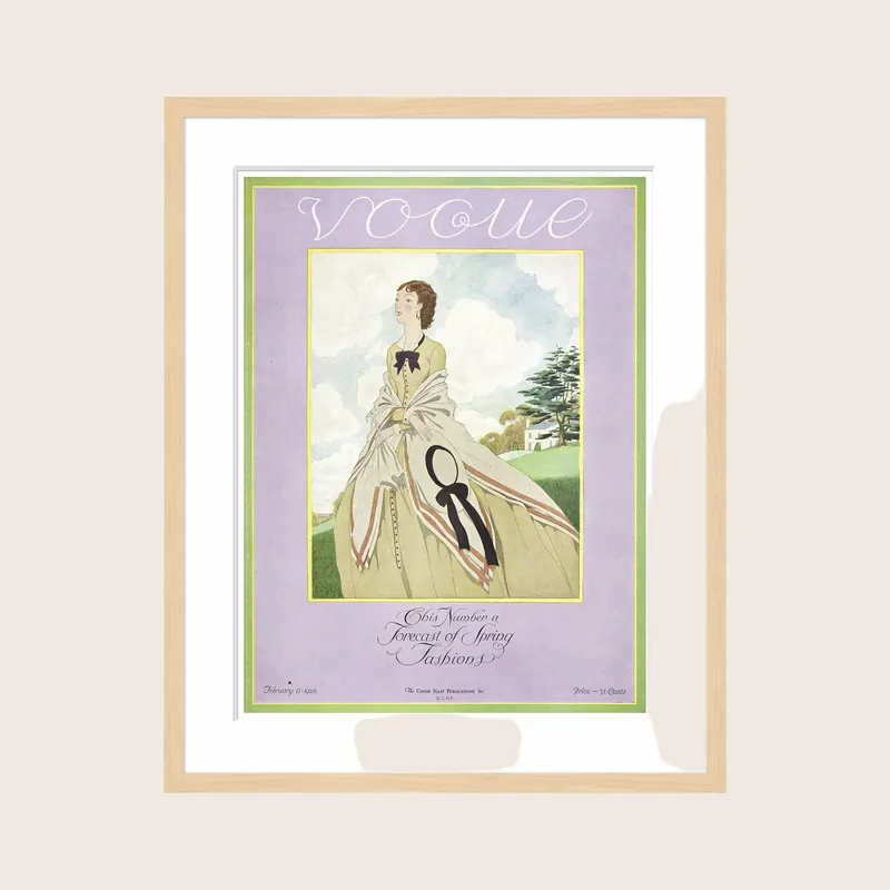 Vintage Vogue Cover, "Woman in an Old Fashioned Dress", Pierre Brissaud - Soicher Marin
