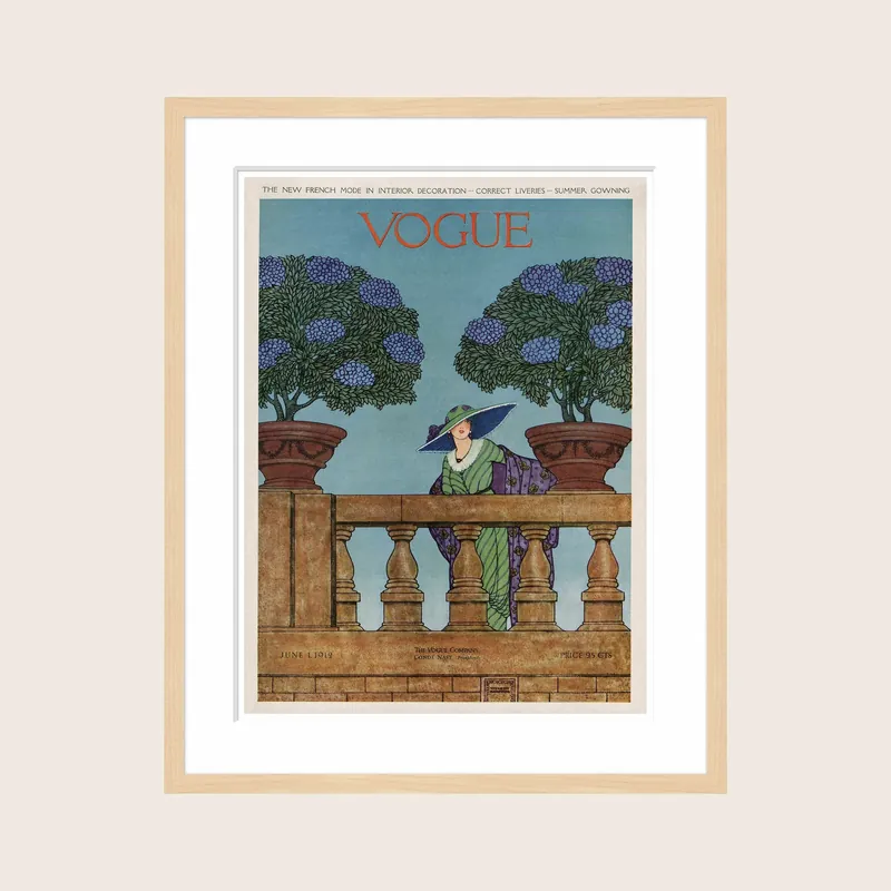 Vintage Vogue Cover, "A Woman at a Balustrade", Wilson Karcher - Soicher Marin