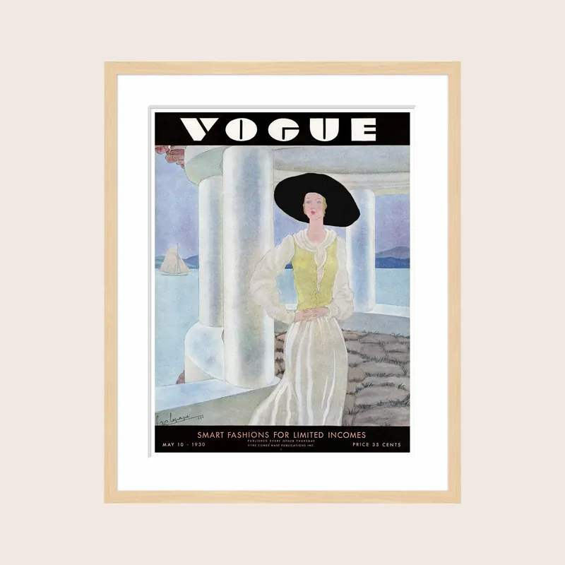 Vintage Vogue Cover, "Woman on a Balcony", Georges Lepape - Soicher Marin