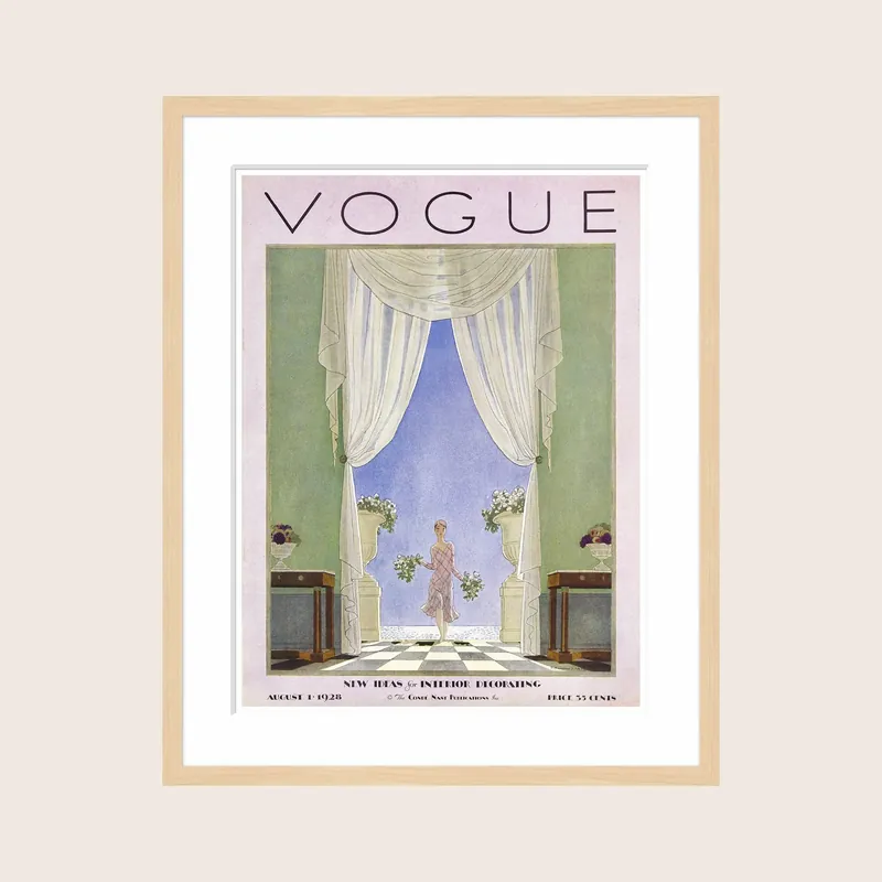 Vintage Vogue Cover, "Woman Carrying a Bouquet", Pierre Brissaud - Soicher Marin