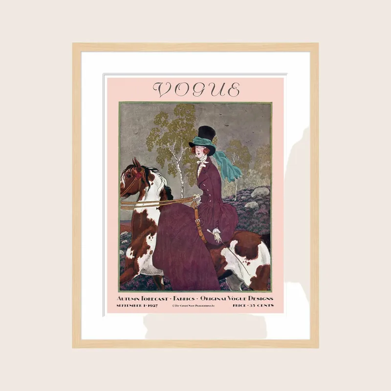 Vintage Vogue Cover, "Woman Riding a Horse", Pierre Brissaud - Soicher Marin