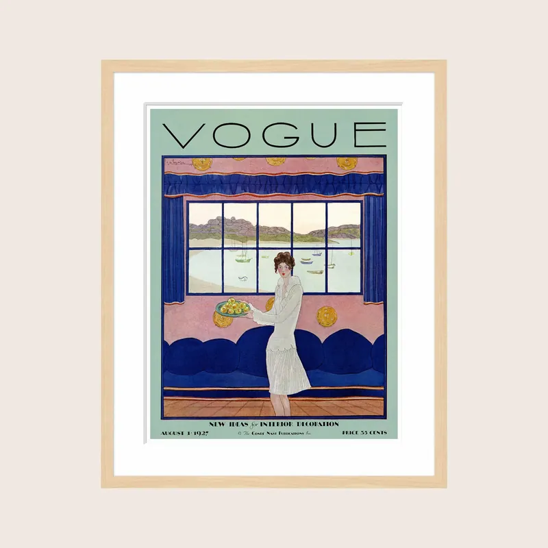 Vintage Vogue Cover, "Woman in Front of a Window", Georges Lepape - Soicher Marin