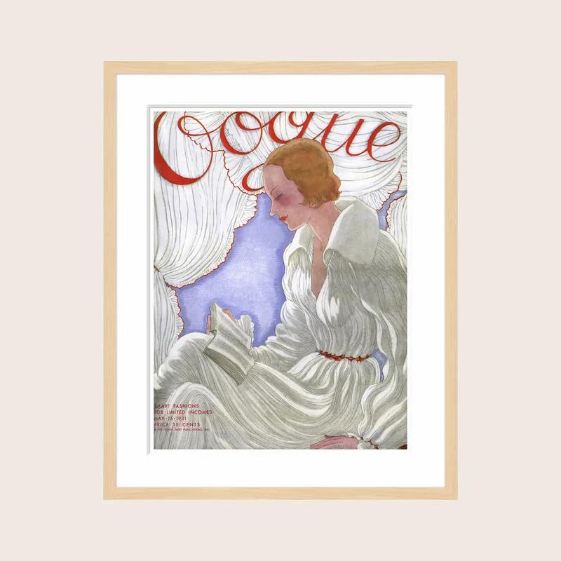 Vintage Vogue Cover, "A Woman Reading a Book", Georges Lepape - Soicher Marin