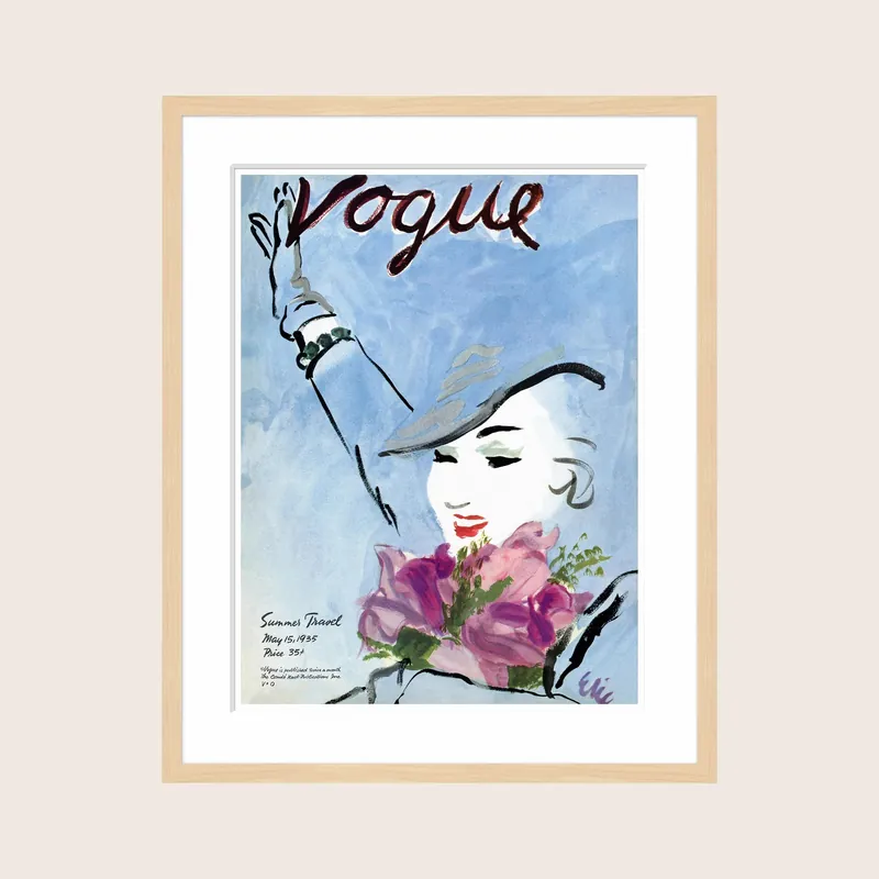 Vintage Vogue Cover, "Illustration of a Woman Holding Flowers", Carl Oscar August Erickson - Soicher Marin