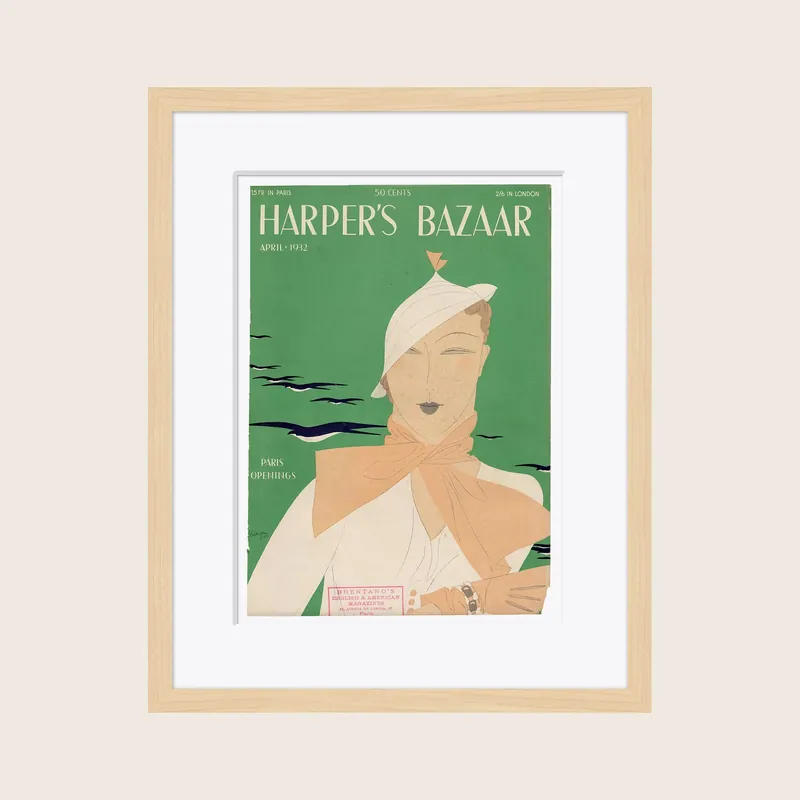 Original Vintage Harper's Bazaar Magazine Cover, April 1932 - Soicher Marin