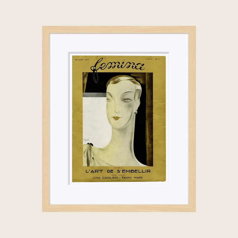 Original Vintage Femina Magazine Cover, December 1927 - Soicher Marin
