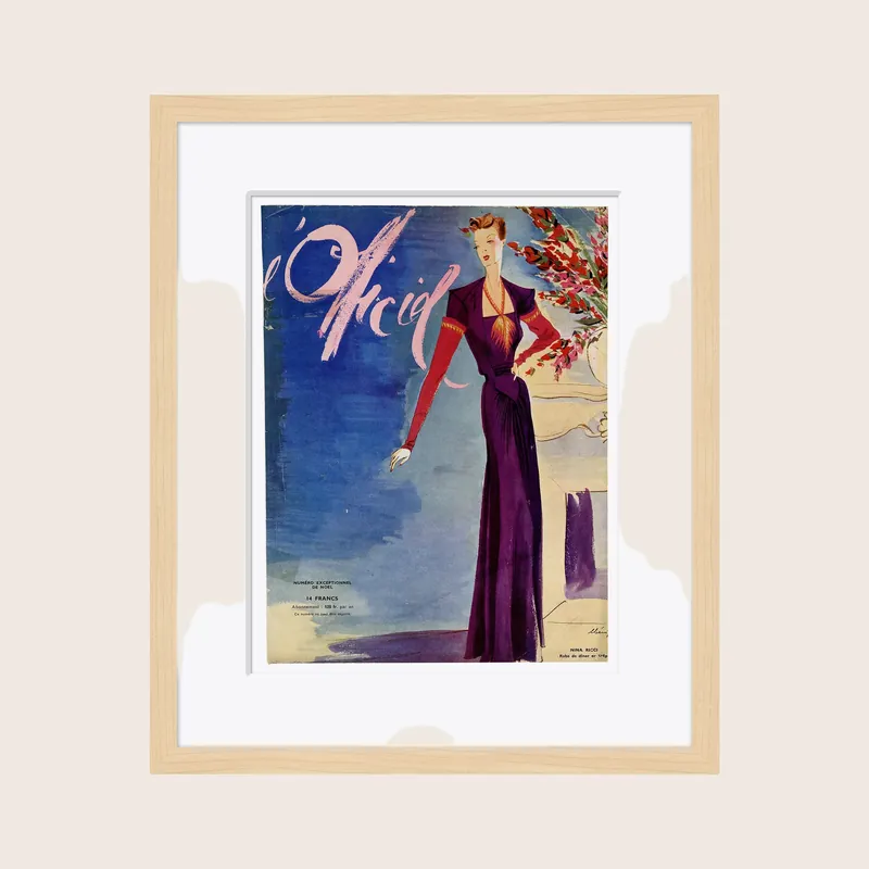 Original Vintage L'Officiel Magazine Cover, December 1938 - Soicher Marin