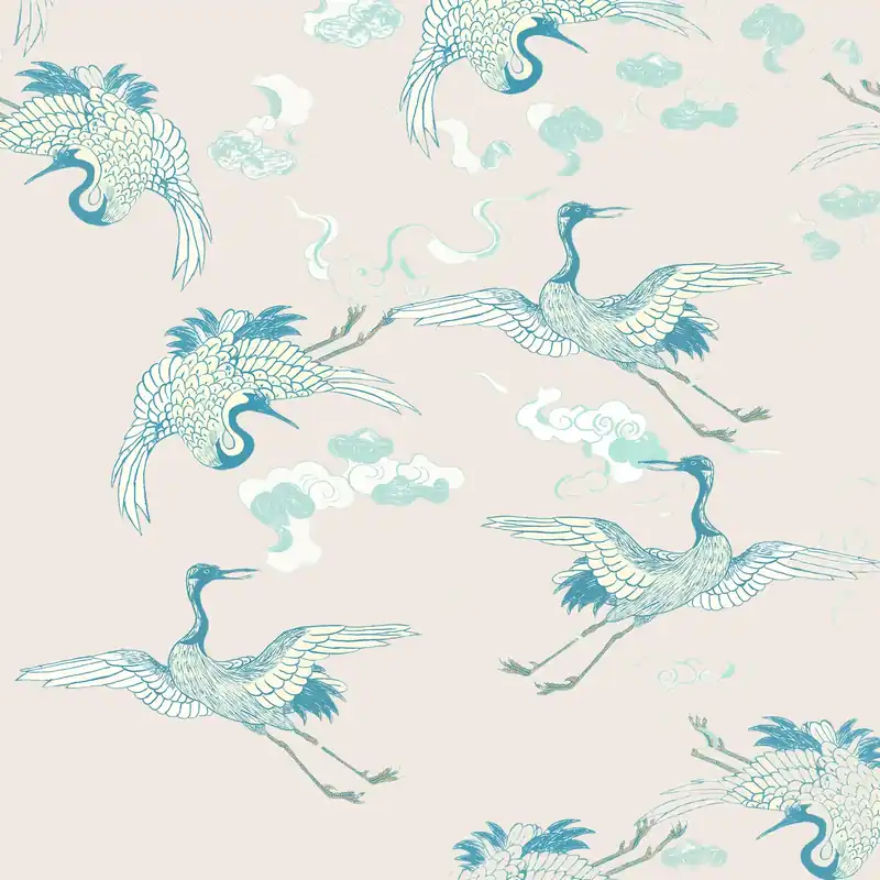 Floating Dreamy Cranes Wallpaper - Soicher Marin