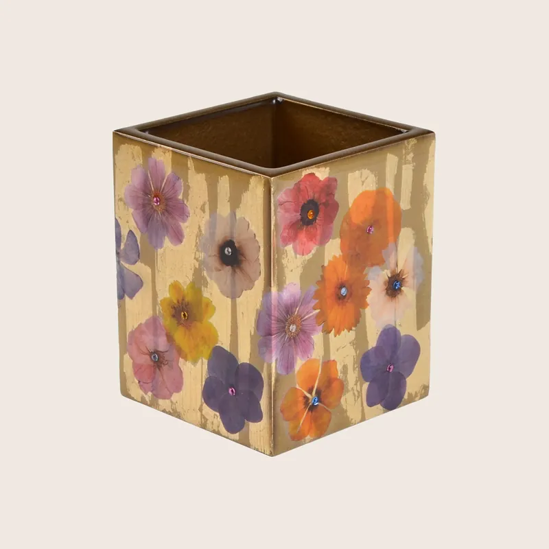 Fleur Brush Holder Gold - Mike & Ally Inc.