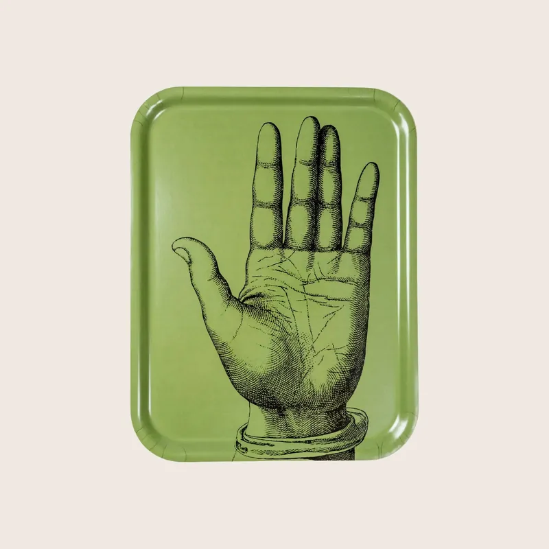 Green Hand Antique Tray - LES-OTTOMANS SRL