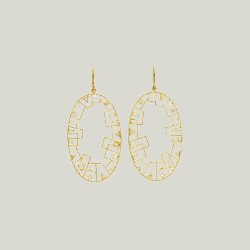 Bezel Set Diamond Grid Skyline Hoops - Kothari (Leased)