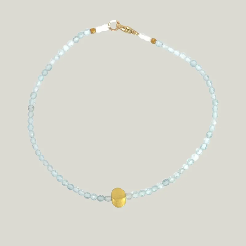 Blue Topaz + 18K Oval Beaded Bracelet - Nightingale Design, Inc. (Consigned)