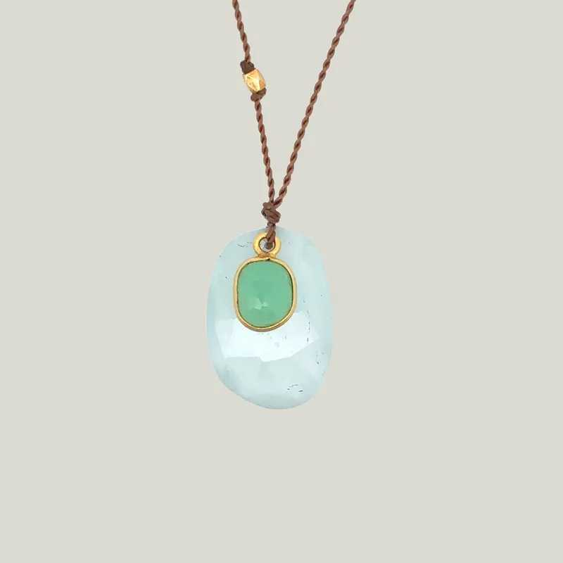 Aquamarine + Chrysoprase Sandpiper Necklace - Nightingale Design, Inc. (Consigned)