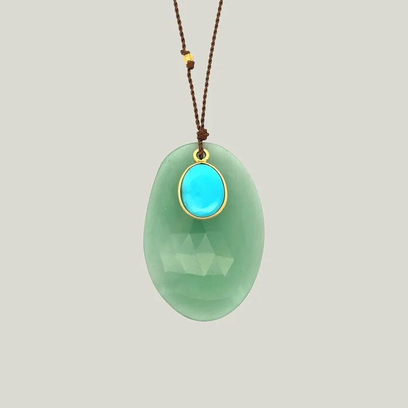 Chrysoprase + Sleeping Beauty Turquoise Sandpiper Necklace - Nightingale Design, Inc. (Consigned)
