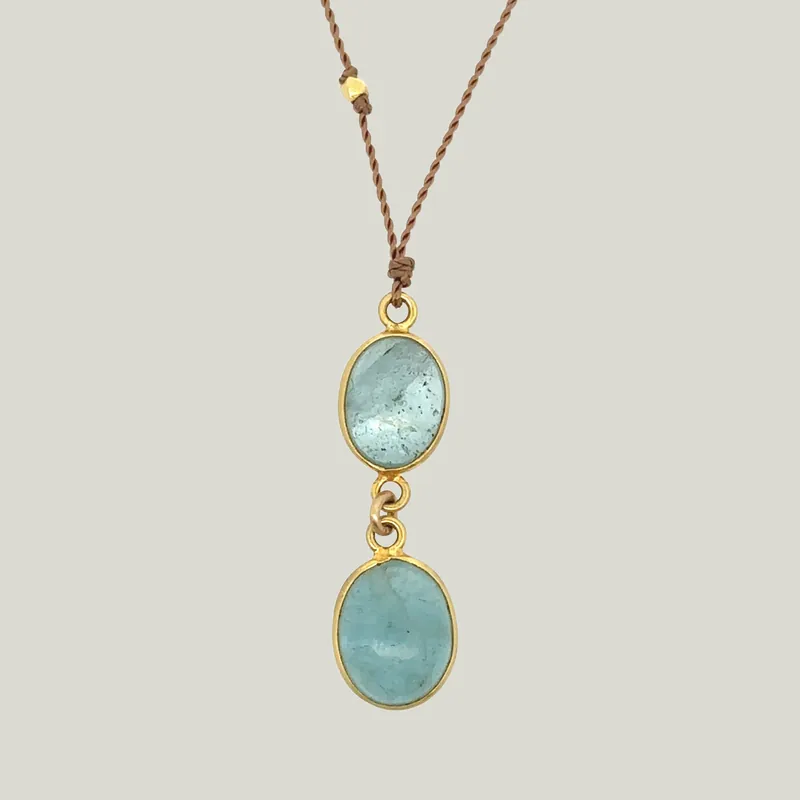 Double Aquamarine Kingfisher Necklace - Nightingale Design, Inc. (Consigned)