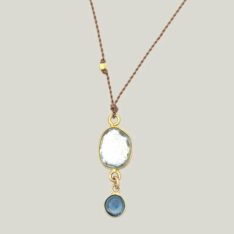 Moss Aquamarine + Sapphire Kingfisher Necklace - Nightingale Design, Inc. (Consigned)