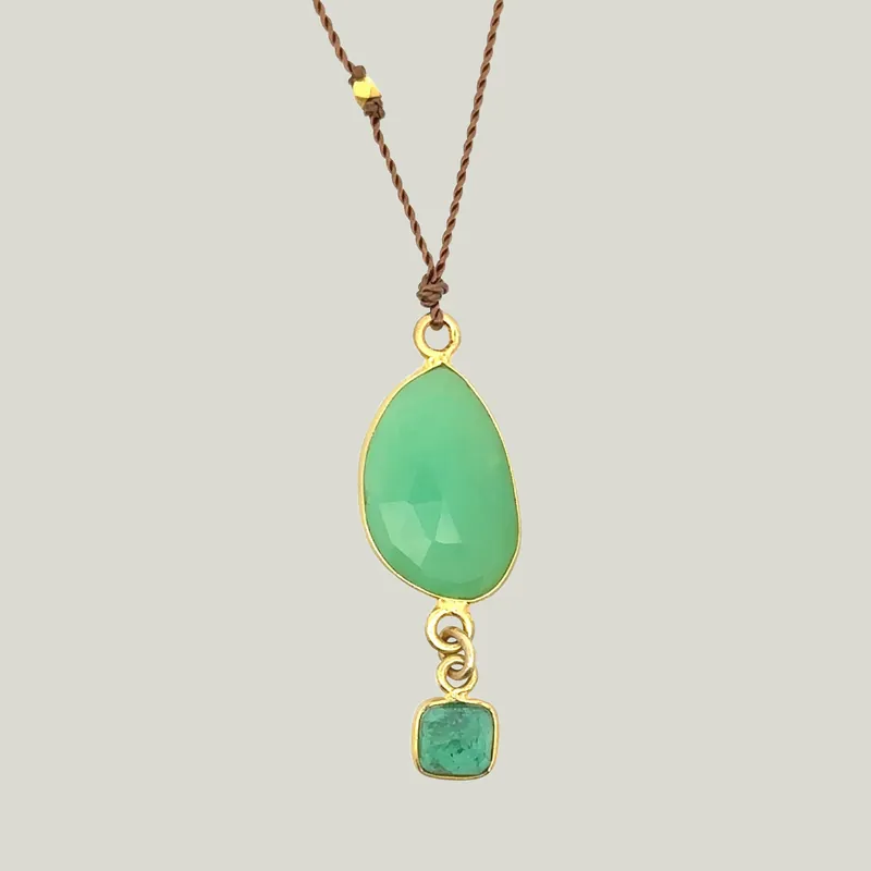 Chrysoprase + Emerald Kingfisher Necklace - Nightingale Design, Inc. (Consigned)
