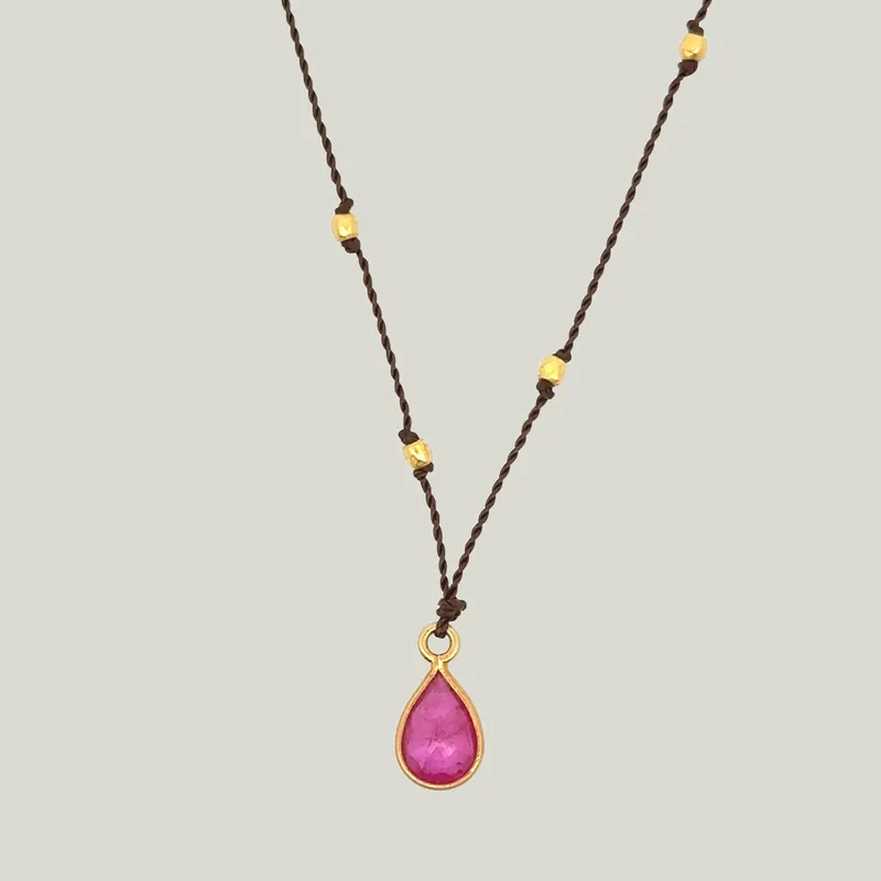 Ruby Necklace With Scattered 18K Gold Beads - Nightingale Design, Inc. (Consigned)