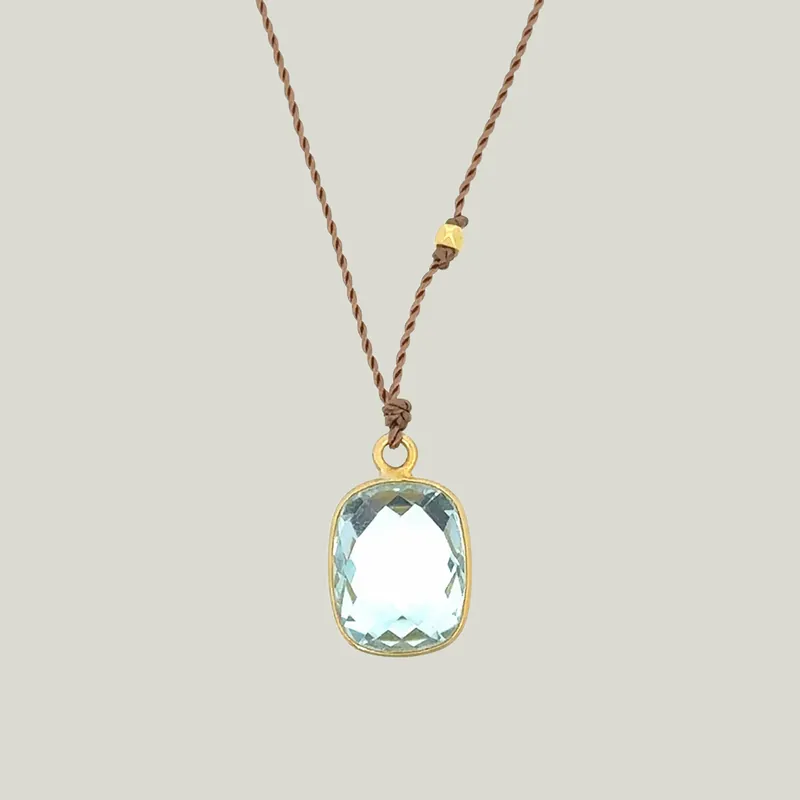 Lark Rectangular Blue Topaz Necklace - Nightingale Design, Inc. (Consigned)