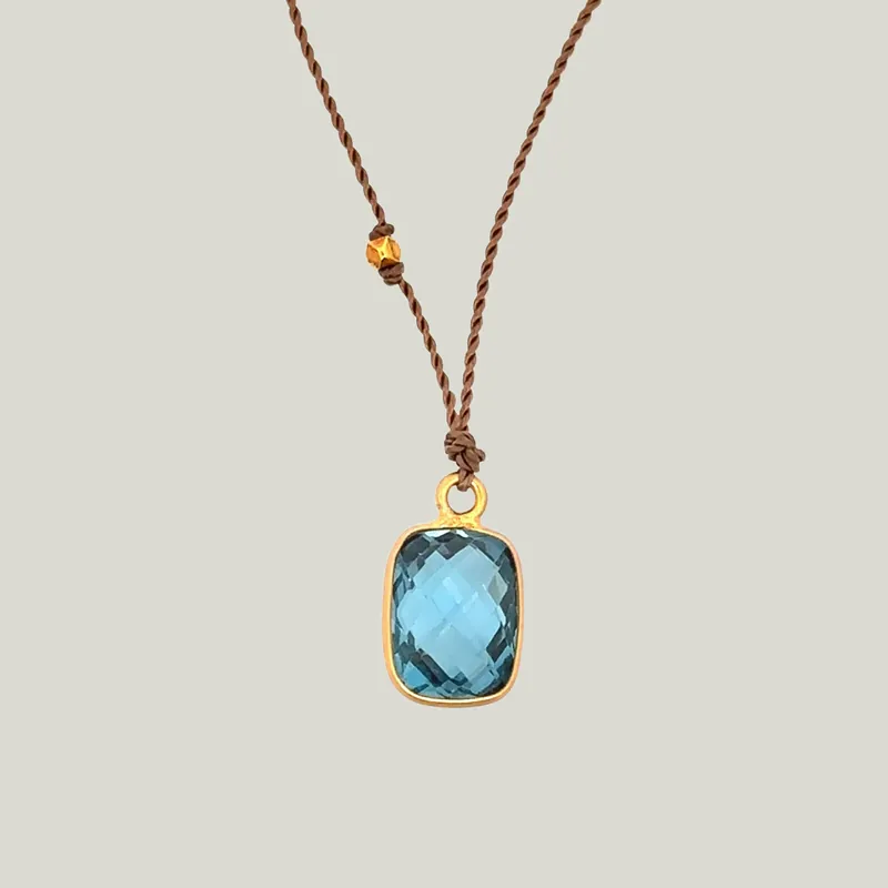 Lark Rectangulare London Blue Topaz Necklace - Nightingale Design, Inc. (Consigned)
