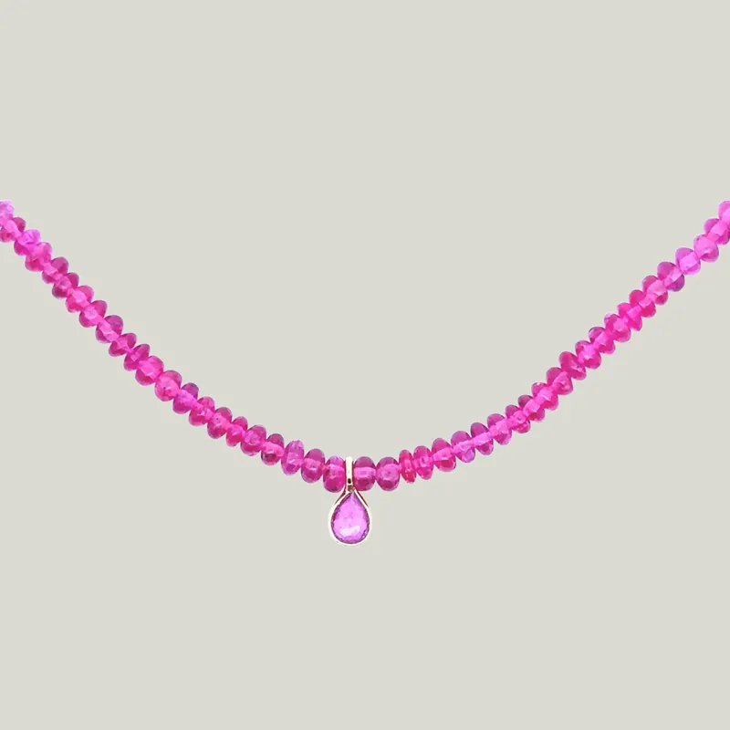 Pink Spinel + Sapphire Beaded Dove Necklace - Nightingale Design, Inc. (Consigned)
