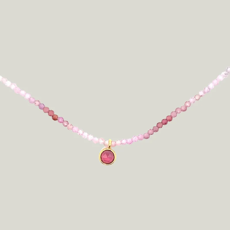 Pink Sapphire + Red Sapphire Beaded Dove Necklace - Nightingale Design, Inc. (Consigned)