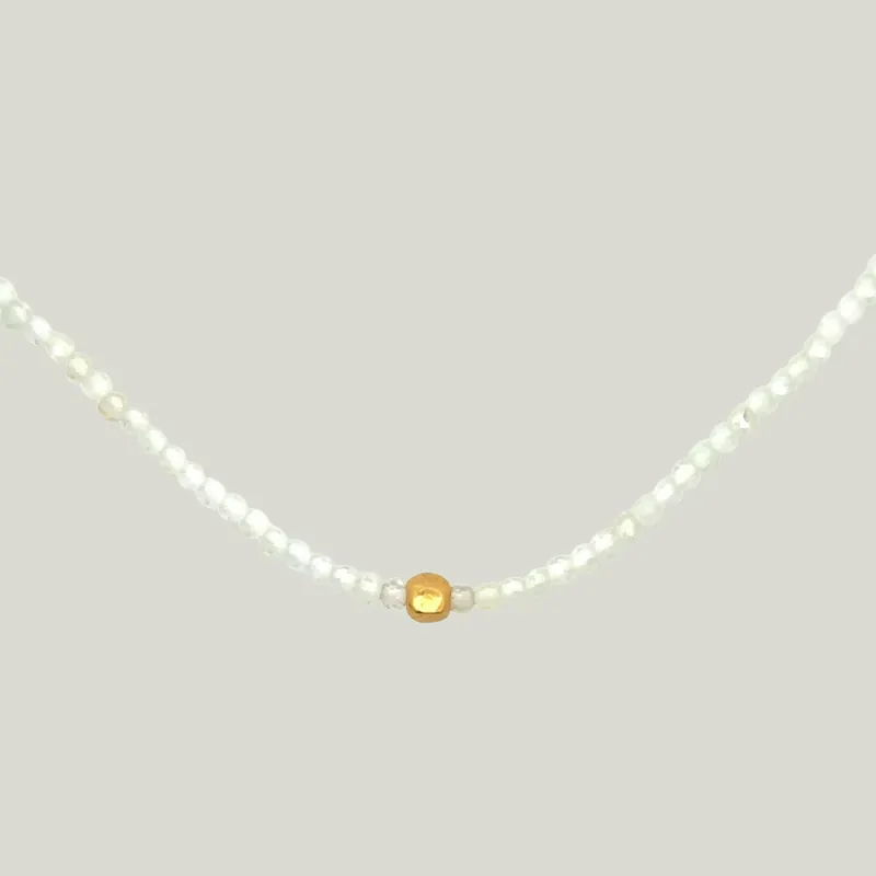 Lemon Topaz + 18K Gold Hexagon Beaded Dove Necklace - Nightingale Design, Inc. (Consigned)