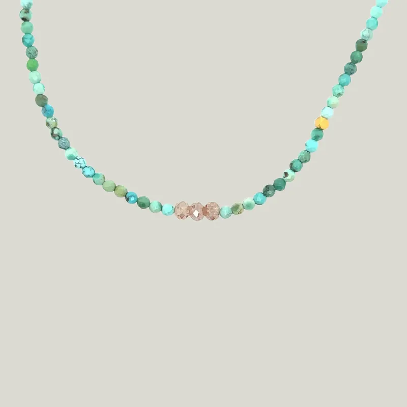 Turquoise + 3 Cognac Diamond Beaded Dove Necklace - Nightingale Design, Inc. (Consigned)
