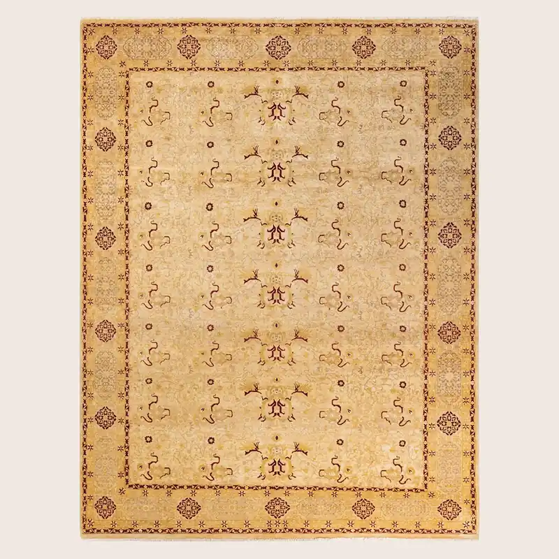 Beige Traditional Mogul Wool Rug - 8'2" x 10'5"