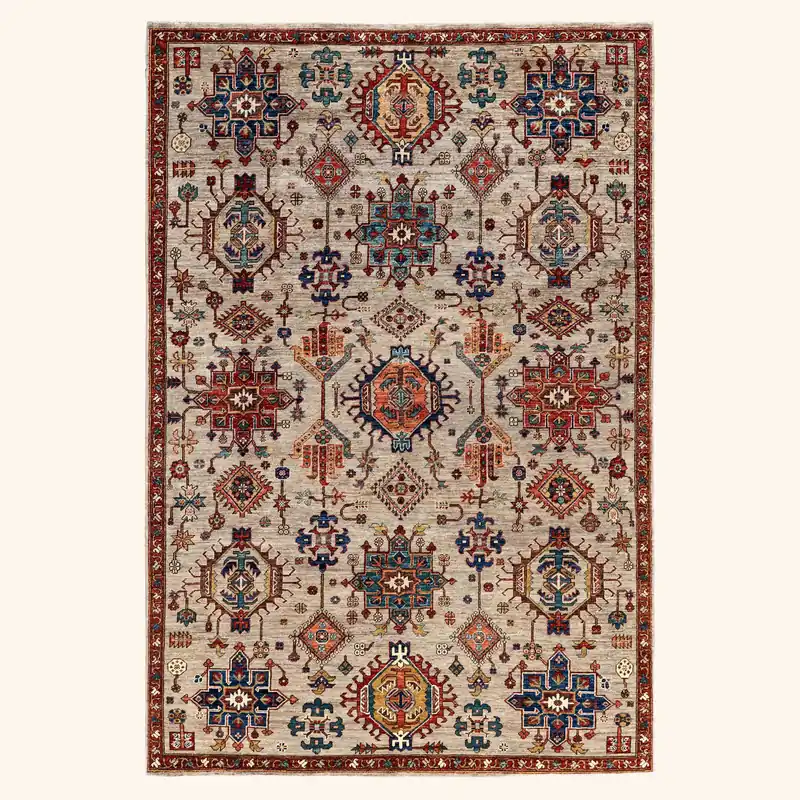 Beige Traditional Serapi Wool Rug - 5'11" x 8'10"