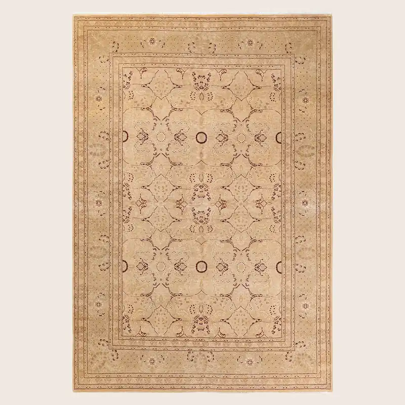 Beige Traditional Mogul Wool Rug - 6'2" x 8'10"