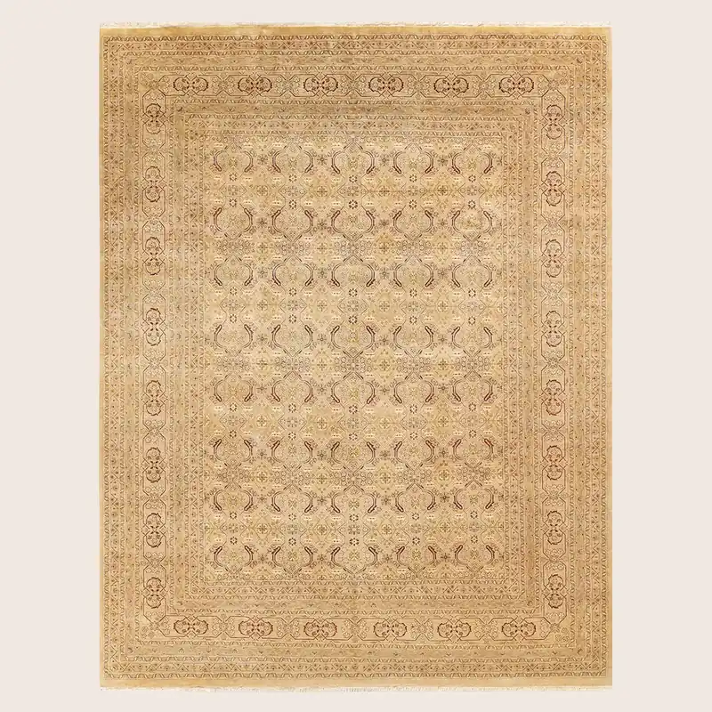 Yellow Traditional Mogul Wool Rug - 8'3" x 10'4"