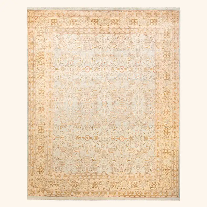 Beige Traditional Mogul Wool Rug - 8'1" x 10'