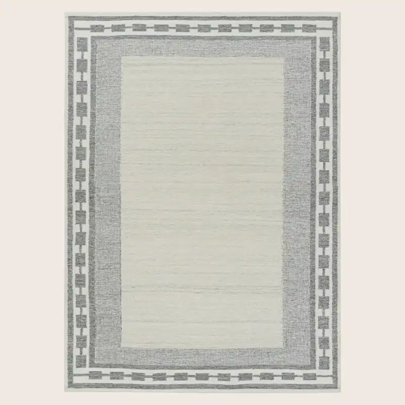 White Flatweave Swedish Inspired Wool Rug - 9'3" x 12'10"