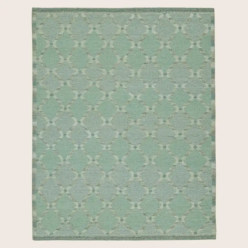 Green Flatweave Swedish Inspired Wool Rug - 9'3" x 11'9"