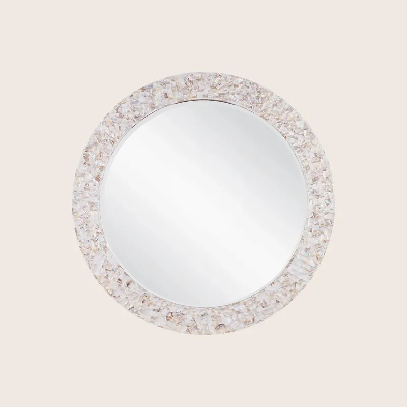 Mother of Pearl Round Mirror - Currey & Company