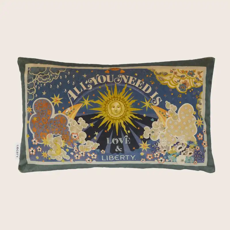All You Need Is Love Lumbar Pillow, Blue - Liberty