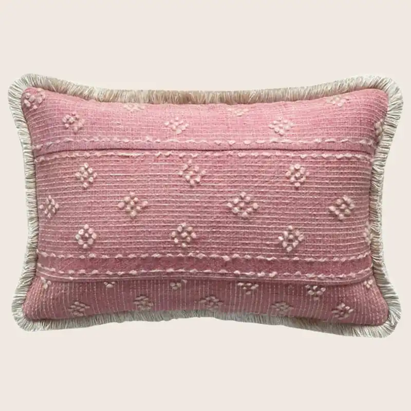 Vintage Handspun Wool Lumbar Pillow, Geometric - Threads Soft Goods