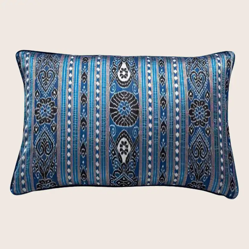 Silk Ikat Sari Lumbar Pillow - Threads Soft Goods