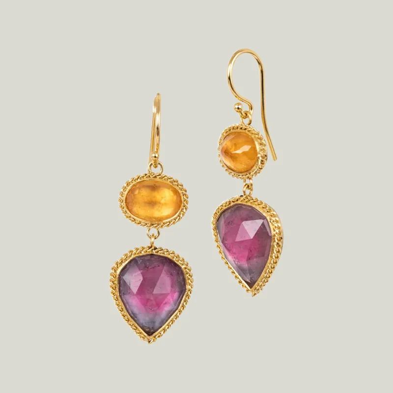 One of a Kind Tourmaline and Spinel Earrings - Amali (Consigned)