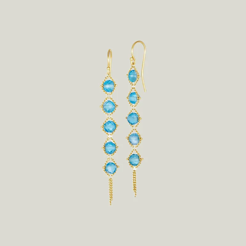 London Blue Topaz Textile Drop Earrings - Amali (Consigned)