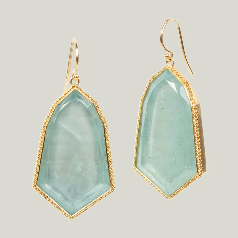 One of a Kind Aquamarine Bell Earrings - Amali (Consigned)