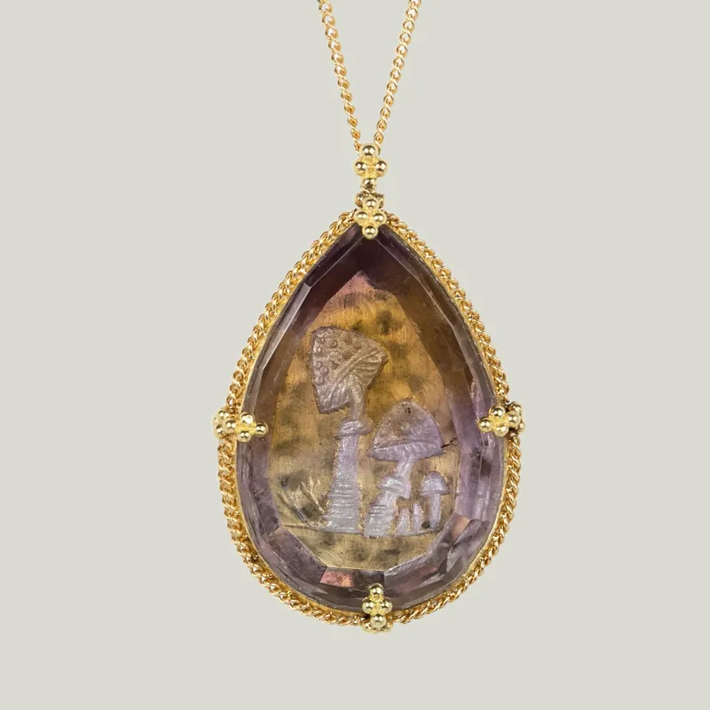 One of a Kind Ametrine Mushroom Scene Necklace - Amali (Consigned)