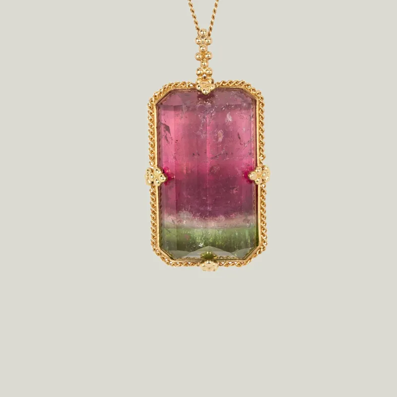 One of a Kind Large Rectangular Tourmaline Necklace - Amali (Consigned)