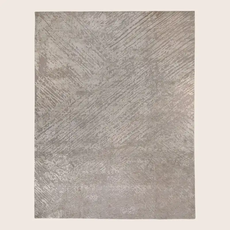 Grey Textured Silk Wool Blend Rug - 8' x 10'
